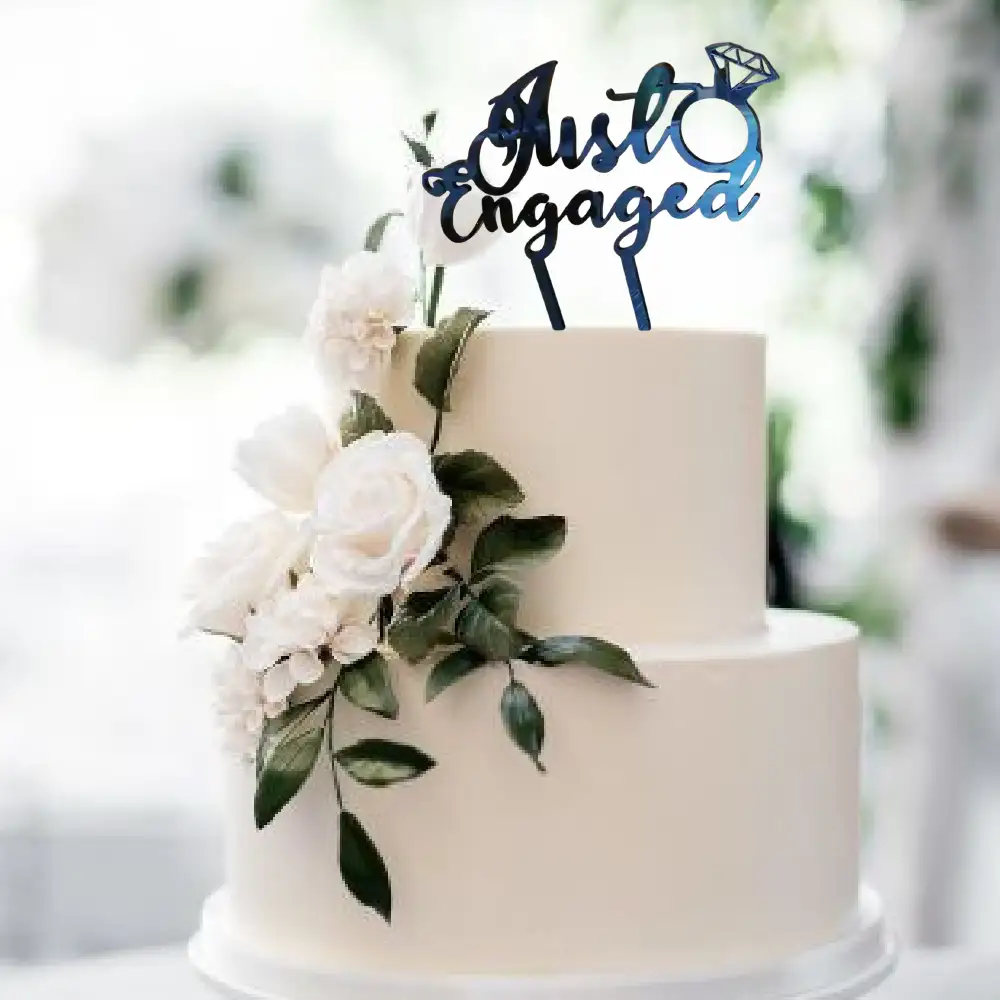 Just Engaged Cake Topper-Black